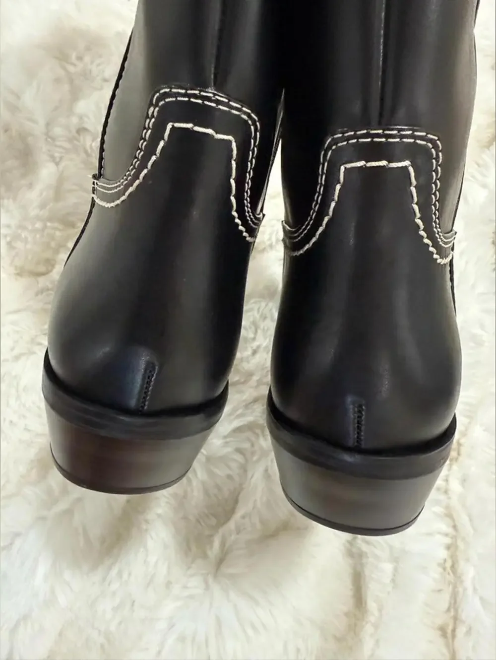 NIB MICHAEL KORS Western Cowboy Riding Knee High Boots Black Vegan Leathe